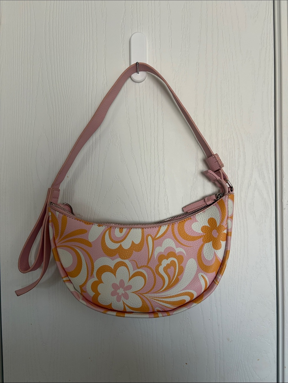 wild fable Pink & Orange Floral Crescent Mini Bag